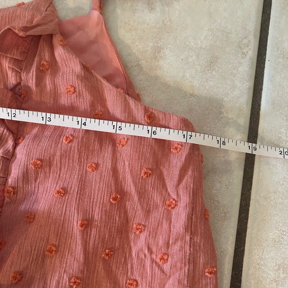 Pink Swiss Dot Ruffle Tiered Mini Dress, Boho Cottagecore Summer Dress Size S - Picture 8 of 8